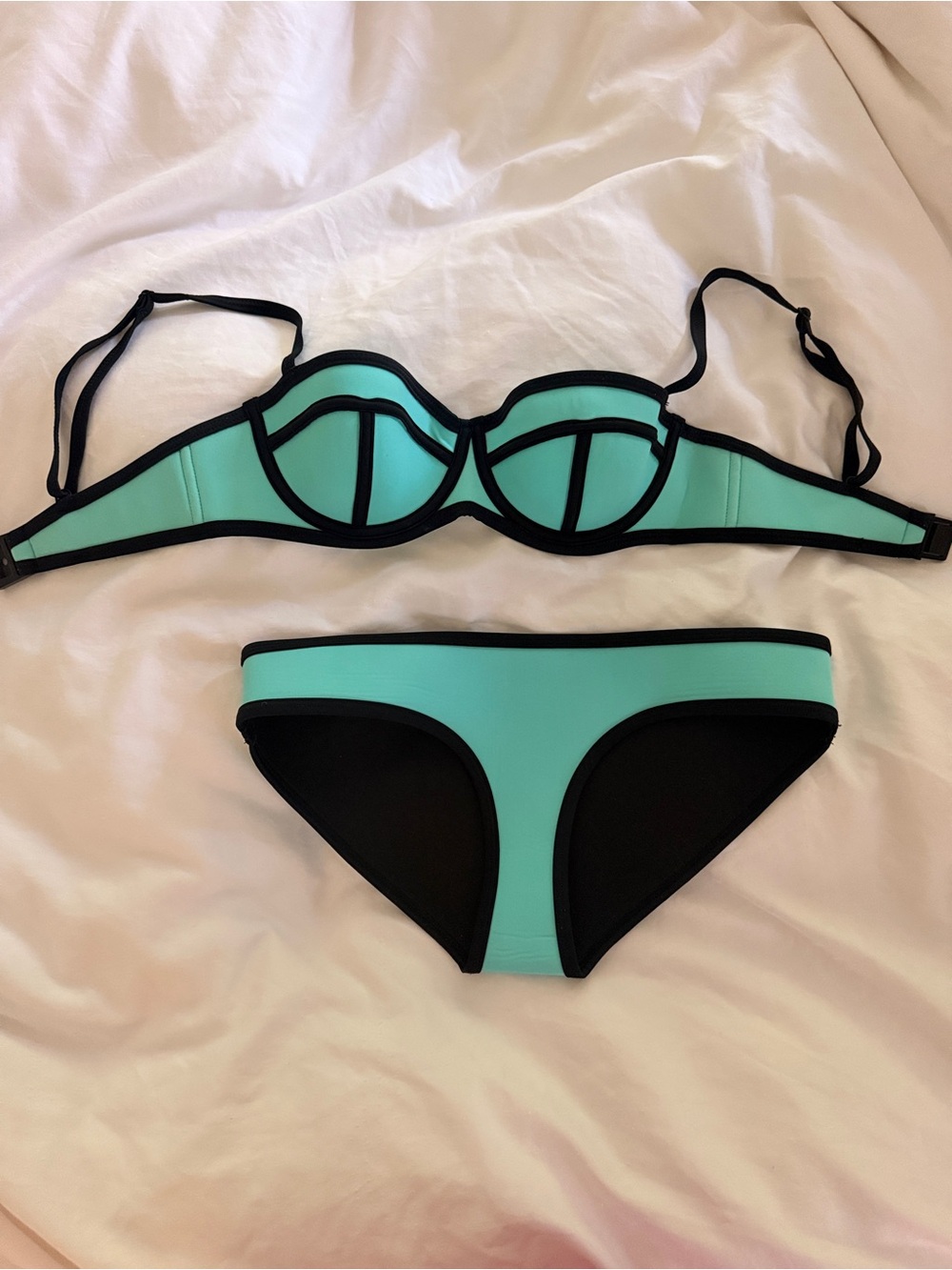 Triangl Neoprene black aqua XS bikini (EUC) - Picture 2 of 6